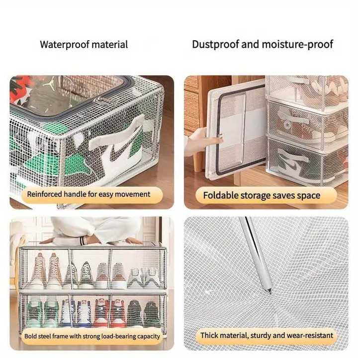 Shoe Storage Box with Steel Frame | Foldable Shoe Organizer Rack | Dustproof Shoe Storage Cabinet for Home