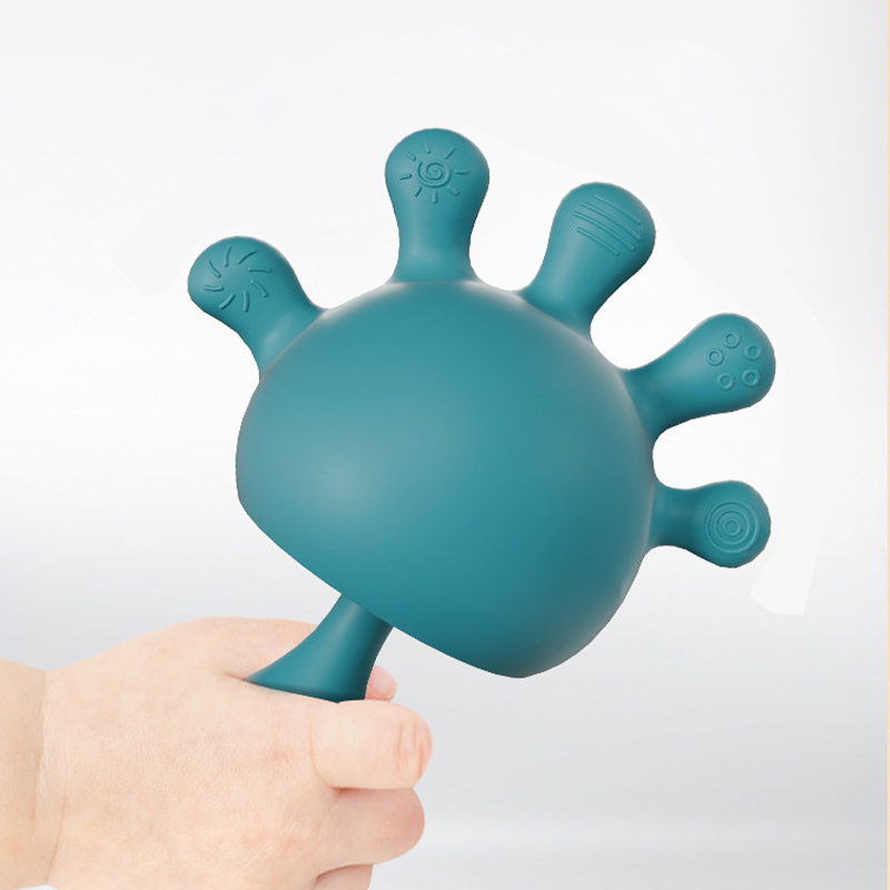 Baby Finger Mushroom-Shaped Rattle Teether, Silicone Soft Teething Stick, Newborn Soothing and Chewing Fun