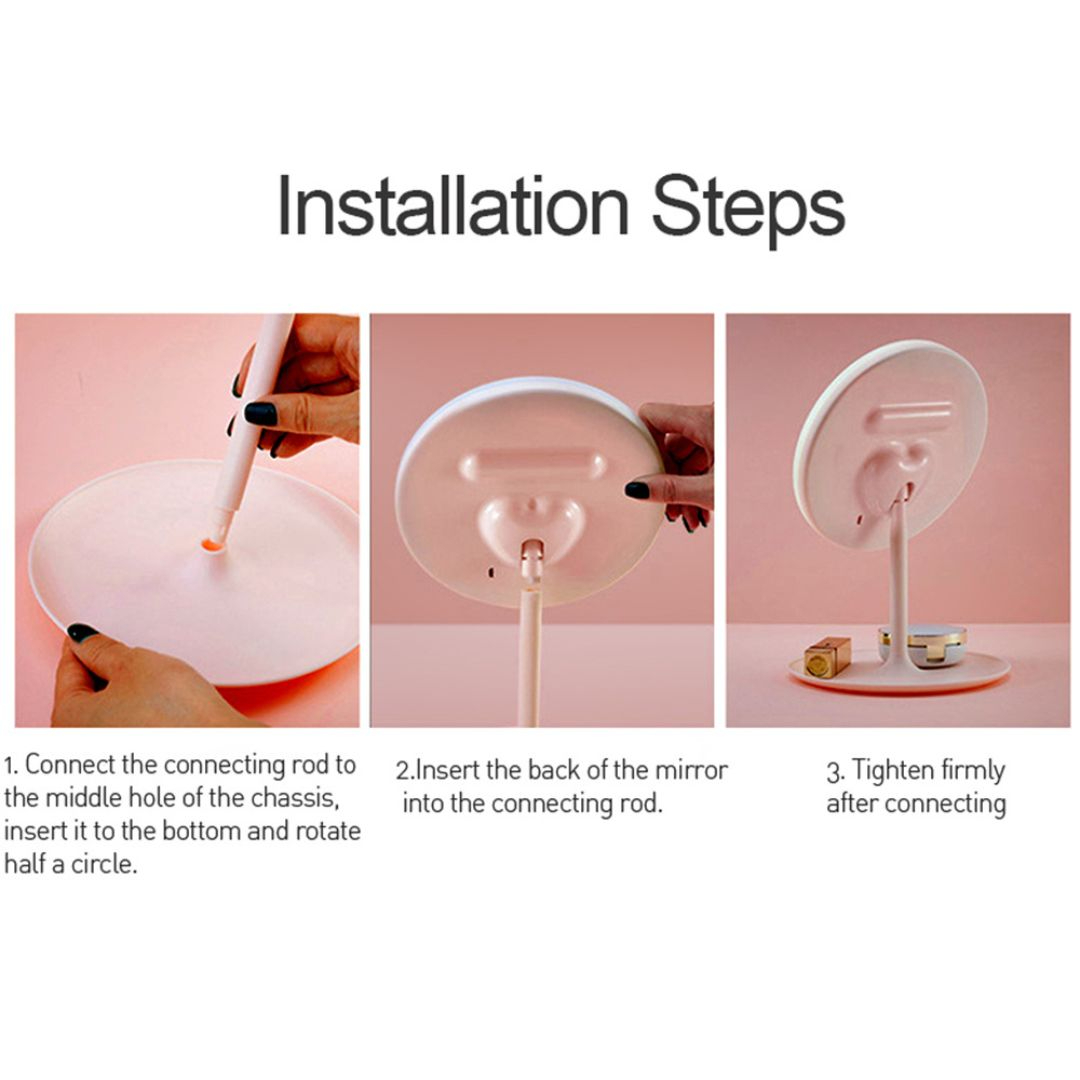 Makeup Mirror with Stand – Portable LED Light Mirror for Makeup & Skincare  Adjustable Tabletop Vanity Mirror with Built-in Bright Lights for Clear Reflection