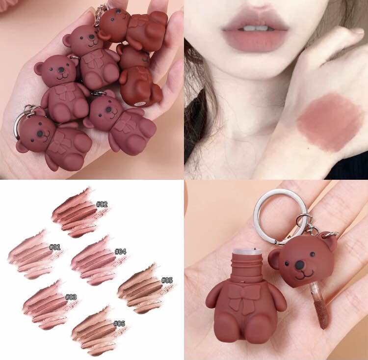 Bear Keychain Style | 1 PCS  |Trendy LIP GLOSS | Different shades | MATTE MAKE UP YOUR LIPS ( 1 PCS )
