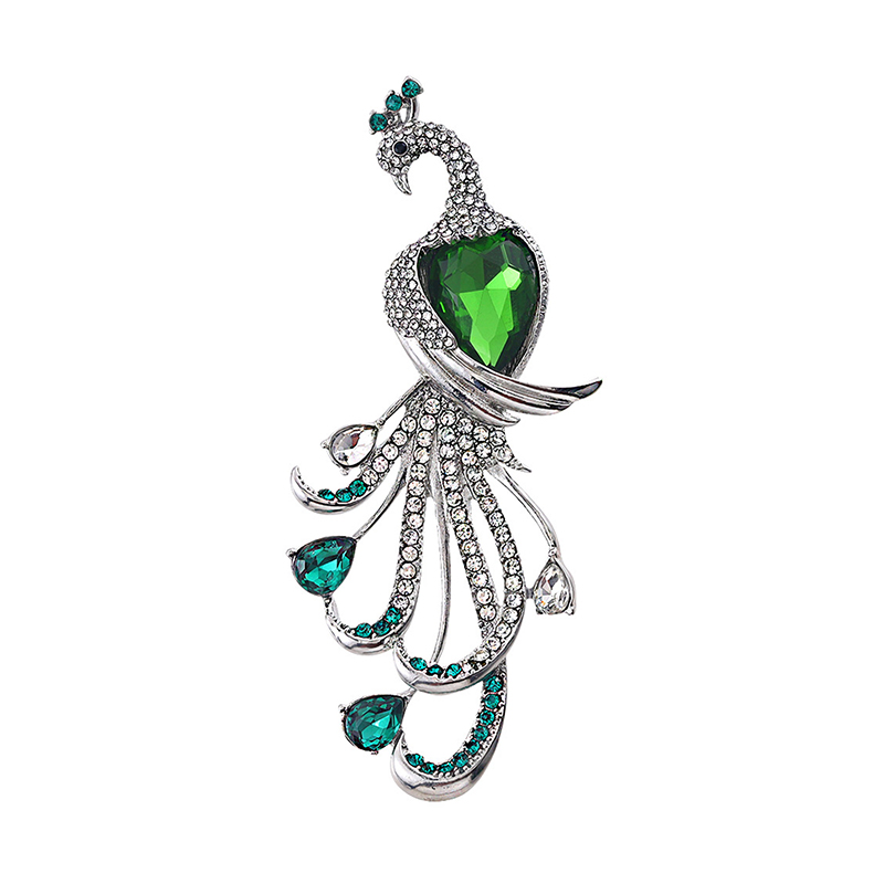 [ZYAS]Fashion Exquisite Peacock Rhinestone Brooch For Women Clothing Coat Accessories 