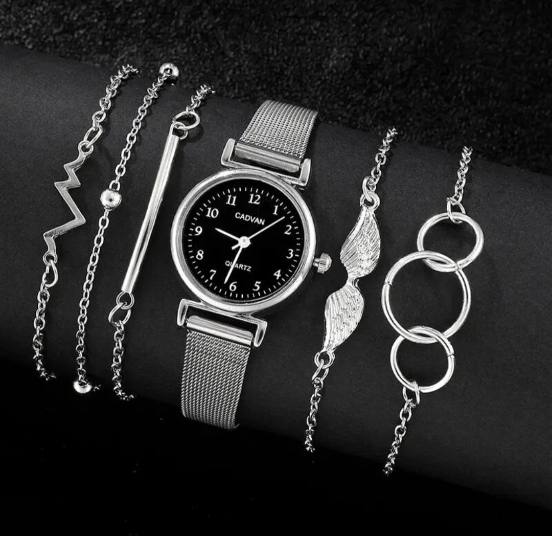 Watch - Fashion Square Watch Women Silver Watches Stainless Steel Band Quartz Wristwatches Ladies with bracelet set | Round watch | Rectangular Watch
