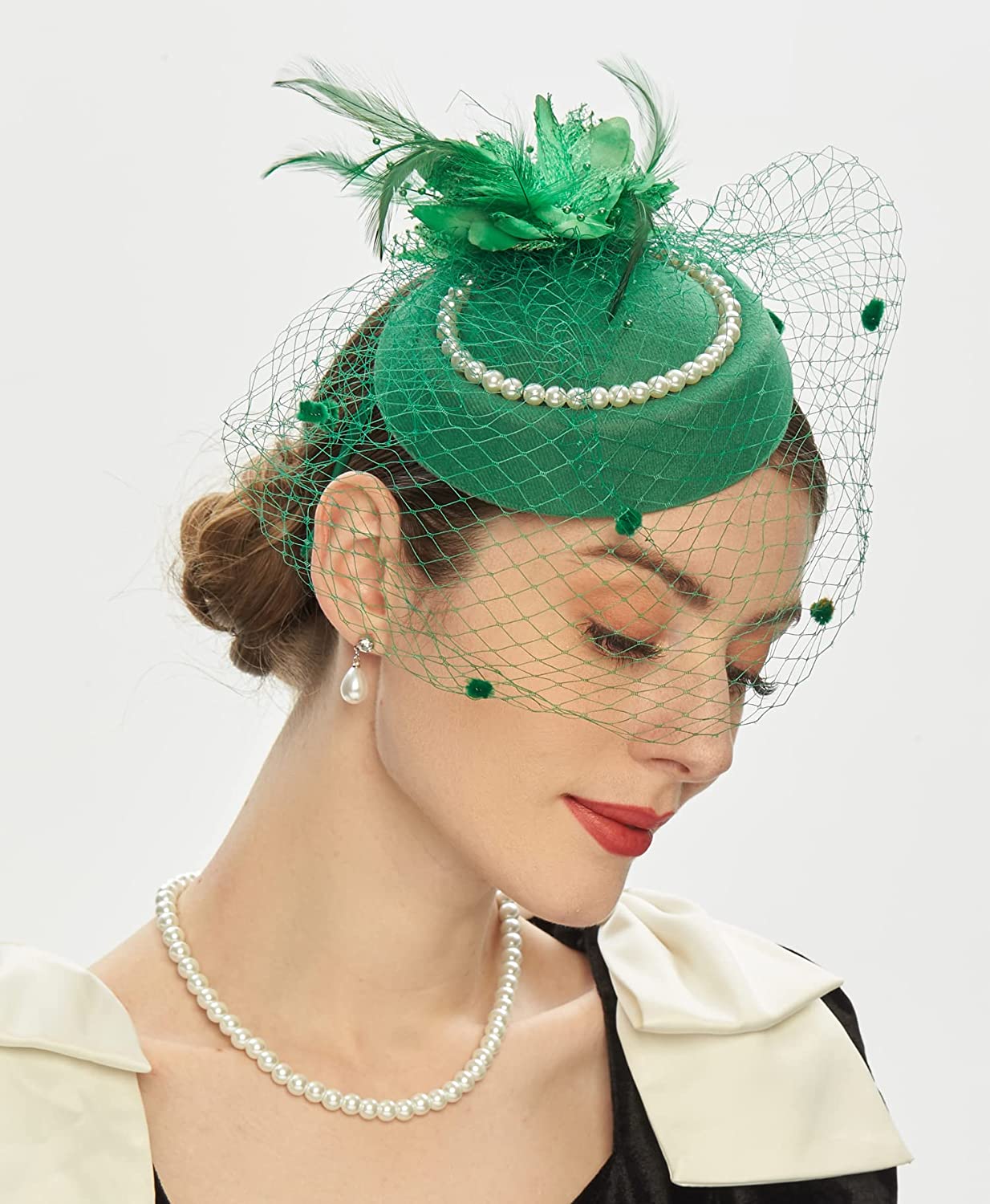 Elegant Fascinators For Women Charming Mesh Feather Headderss Cocktail Tea Party Hairbands Civil Wedding Hat Hair Accessories