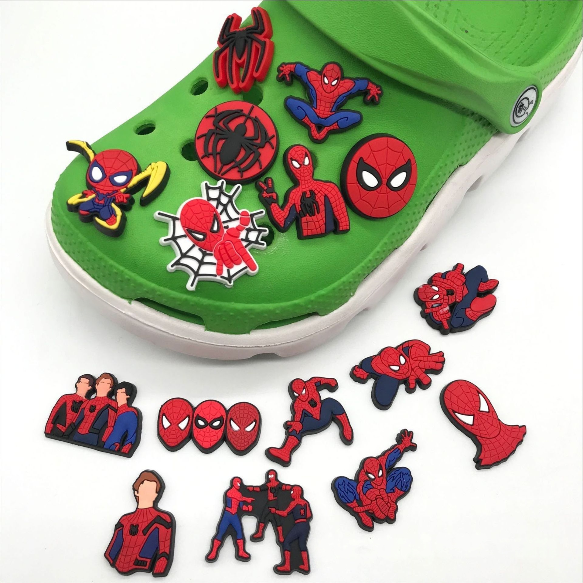 Mesuca 21Pcs Set Classic Cool Spider-Man For Slides Sandals Shoe Charms Soft PVC Clog Pins Decor Custom DIY Accessories