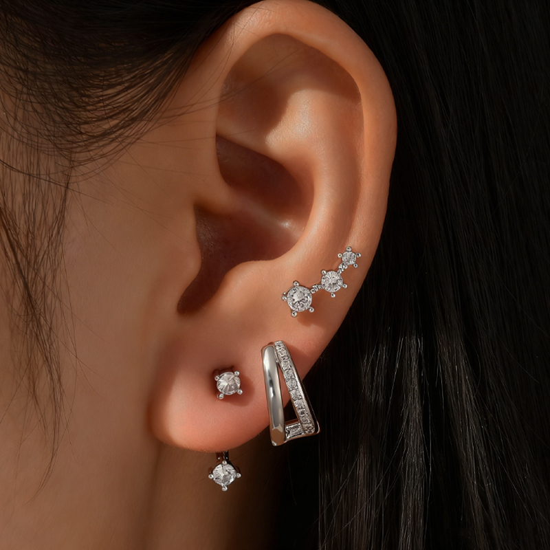 6 Pcs Fashion Zircon Cartilage Piercing Earrings Set for Women Fashion Copper Huggies Hoop Earring Daily Party Jewelry  2026