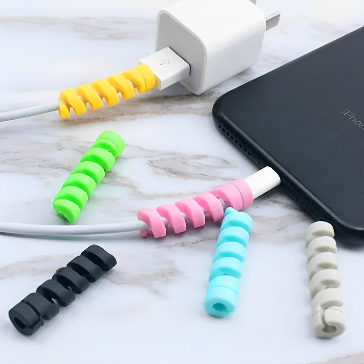 Pack of 4 Spiral Silicone Cable Protector Wire Protector for Chargers, Headphones, Mouse, and Cables Eco-friendly and Durable price in Pakistan