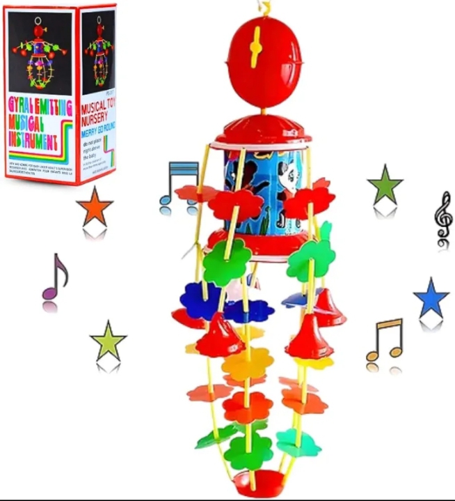 Musical Rotating Jhoomer for 0-6 Months New Born Baby Toys | Hanging Rattle with Key Operated | Cradle Soothing Sound Windup Infant Toy for Kids, Boys & Girls Birthday Gift for Children