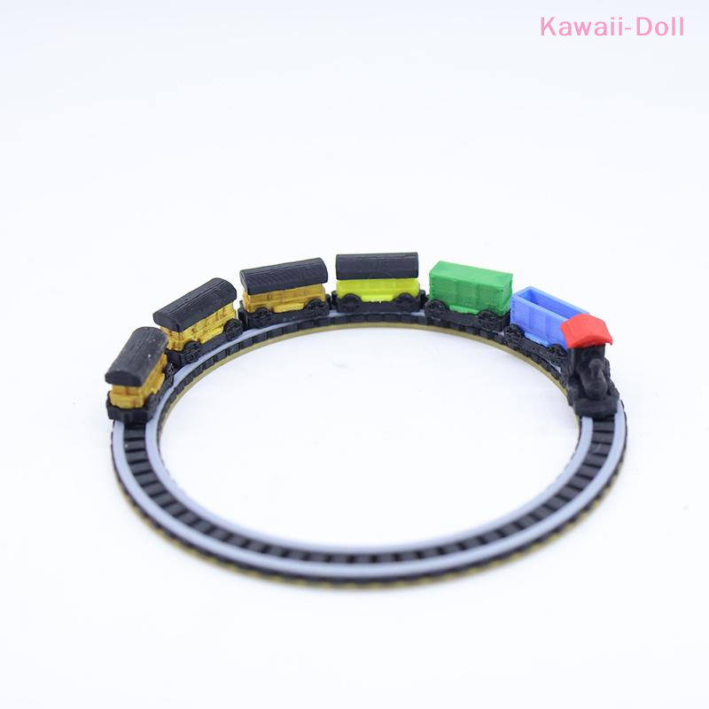 [DO]1 Set 1:12 Scale Dollhouse Mini Train Kit With Track Realistic Railway Model Sandbox Building Accessory Decor Photo Props