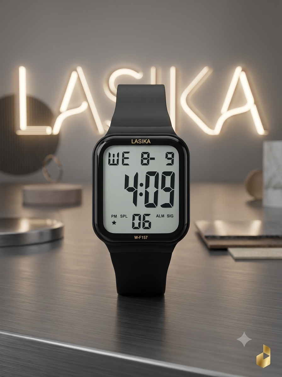 Lasika W-F157 Digital Sports Watch for Men & Boys - Waterproof Square Dial Rubber Strap LED Chronograph Wrist Watch