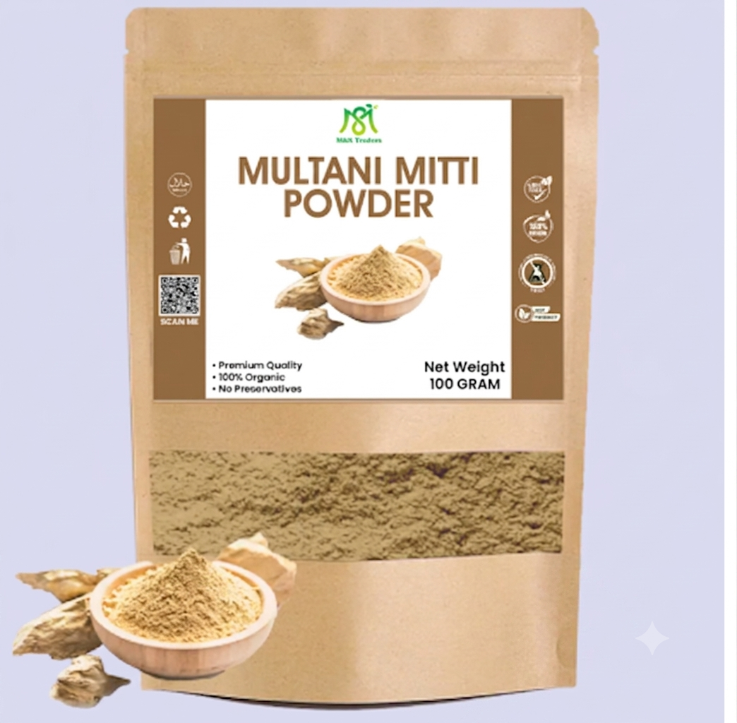 Multani Mitti Powder for Skin 100g Natural Fuller's Earth Face & Body Care for Deep Cleansing and Oil Control