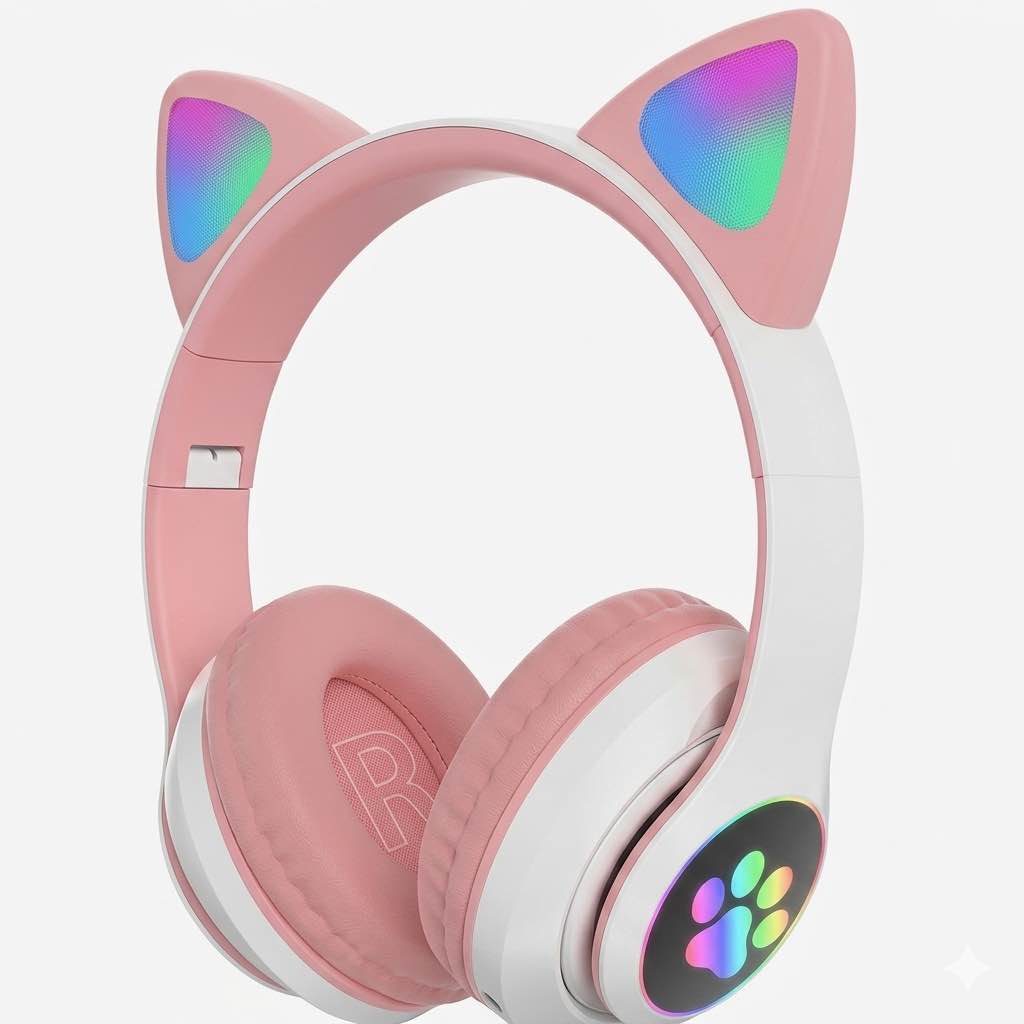 STN-28 Cat Wireless Headphones Bluetooth Over-Ear Headset with Cute Cat Ears