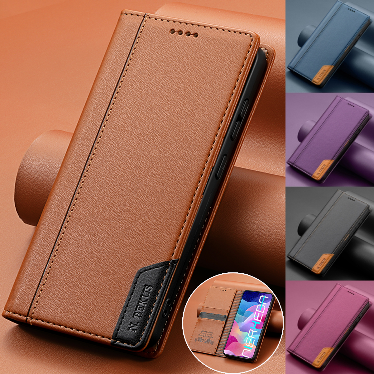 Magnetic Flip Leather Case For   S25 Edge S24 S23 Ultra S22 S21 FE S20 S10 Plus Note20 A17 A16 A56 A36 Wallet Cover