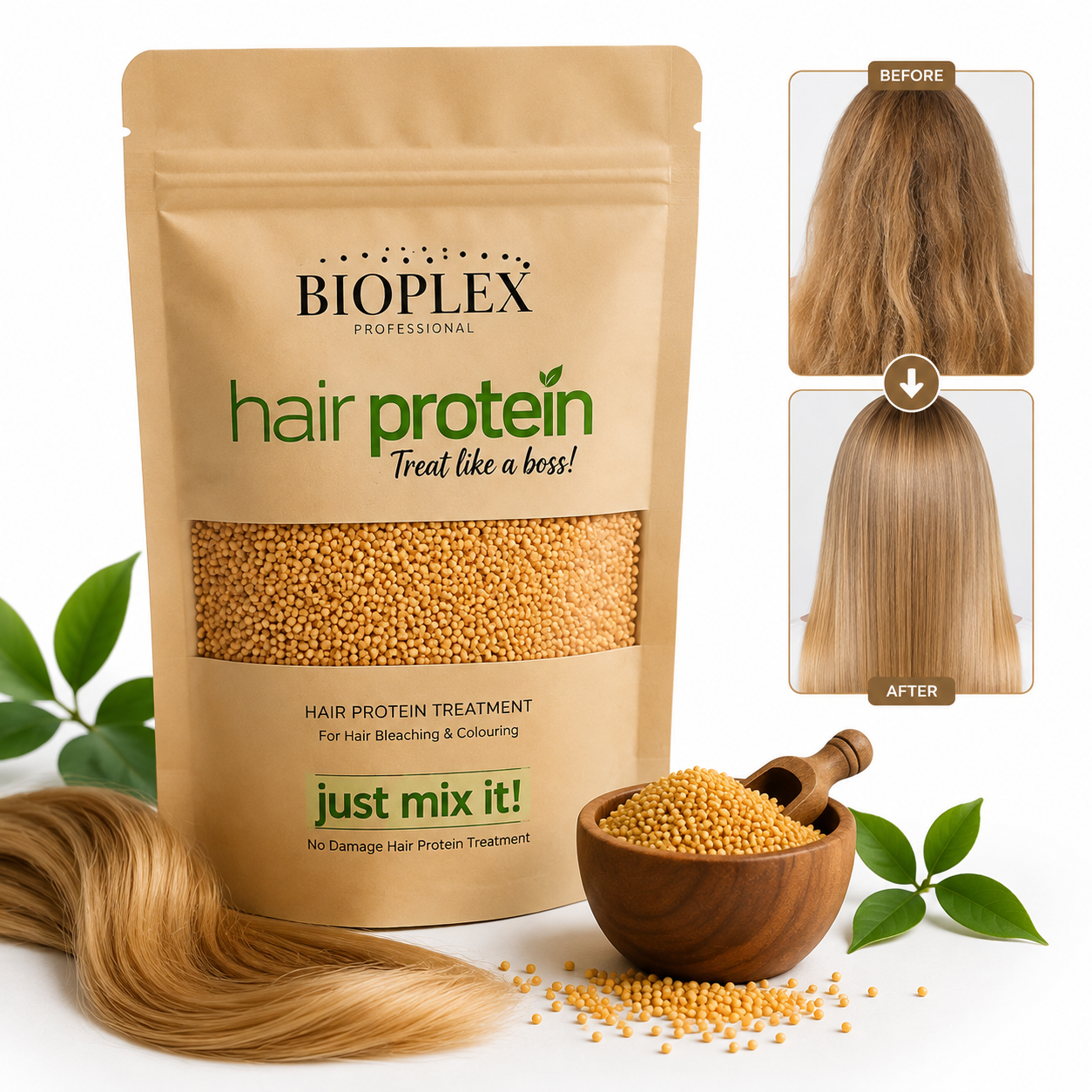 Bioplex Hair Protein Treatment -No Damage Hair Fir Bleaching And Colouring  Golden Protein Balls - Create Beautiful Blonde -50g