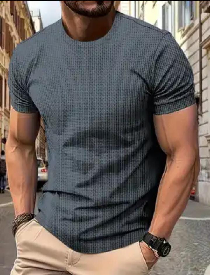 Premium Waffle Knit Texture T Shirt for Men & Boys Trendy Summer Casual Top
