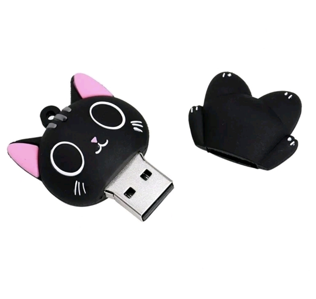 Biyetimi 128GB Cute Black Cat Pattern 2.0 USB Flash Drive