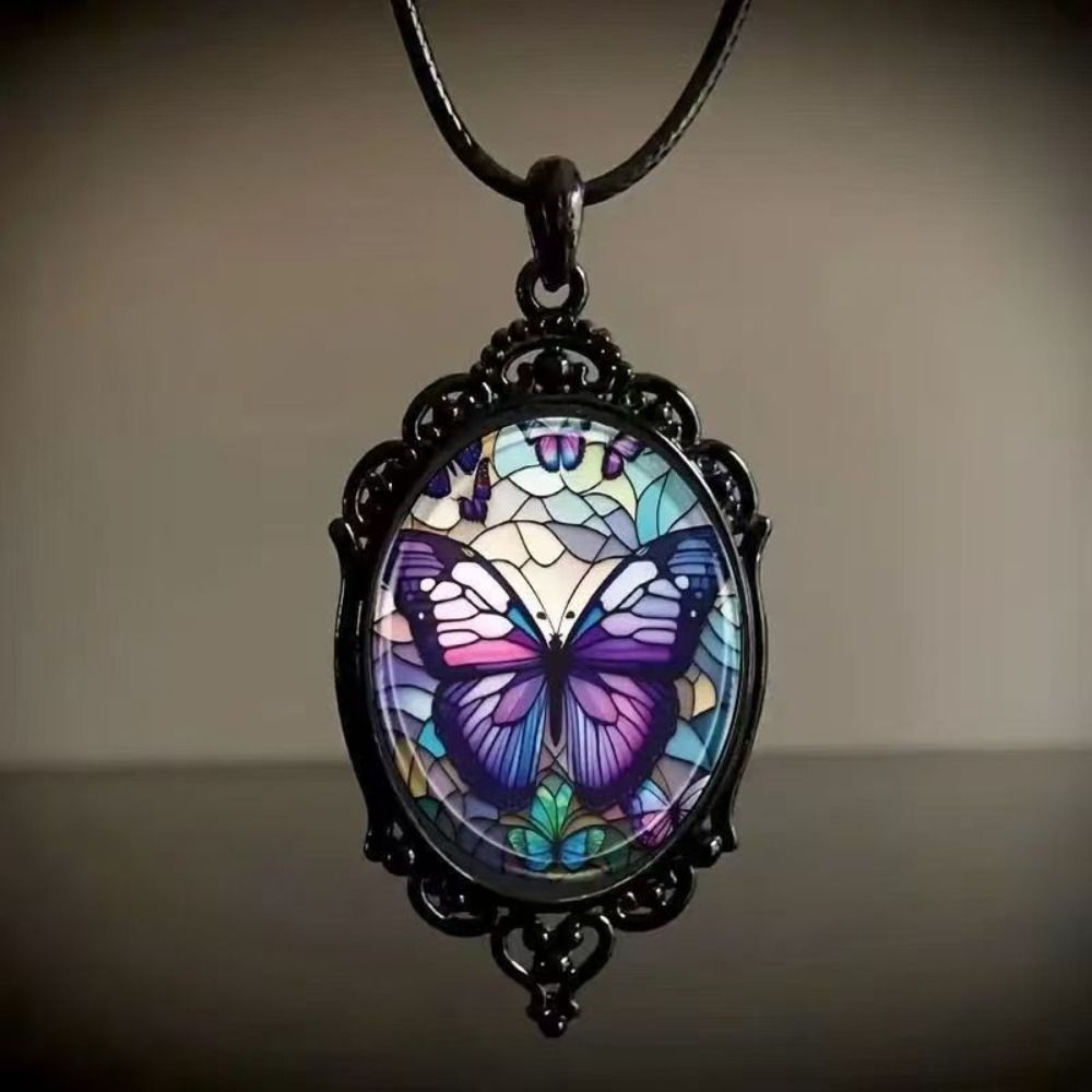 Vintage Cameo Rope Chain Gothic Glass Pendant Necklace for Women Sun Moon Punk Style Charm Necklace Witch Accessories