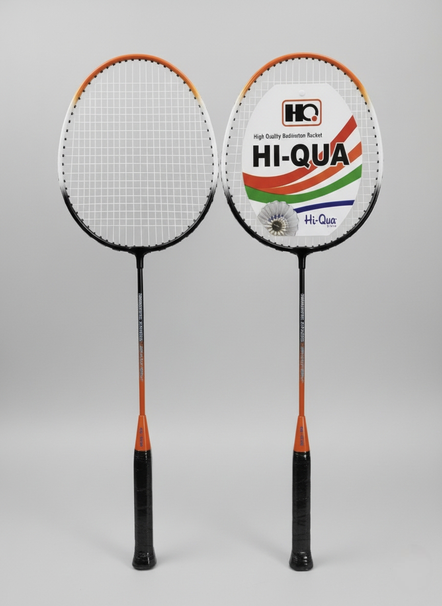 Hi-Qua HQ Professional Badminton Racket Pair | Lightweight & Durable Frame | High Quality Strings | Best for Beginners & Club Play | Orange Black Design