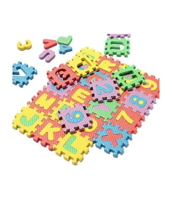 ABC Toy Block Mat Alphabets and Numbers Early Learning Toy Play Foam Puzzle Mat for Kids 36 Pieces 6cm x 6cm