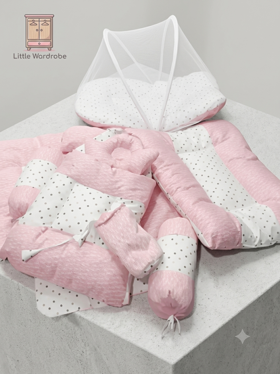 New High quality baby 8pcs new born baby bister set in premium Quality in random colours and designs by little Wardrobe