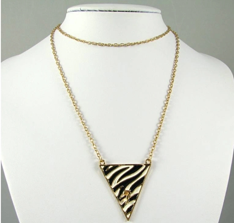FASHION ZEBRA TRIANGLE RETRO LONG PENDANT SWEATER CHAIN NECKLACE