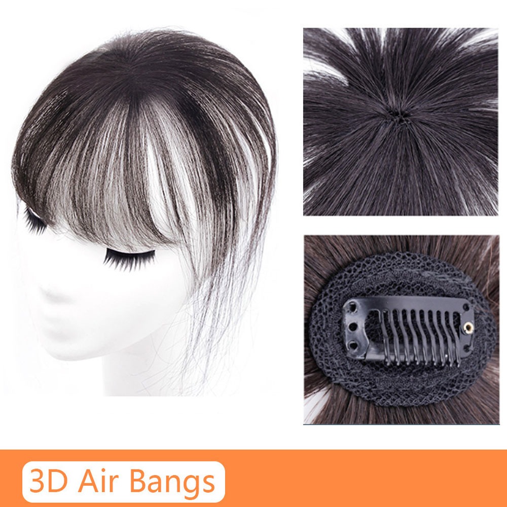Fashion 3D Natural Bangs Invisible Middle Part False Bangs Synthetic Clip-In Side Fringe Hairpieces Women