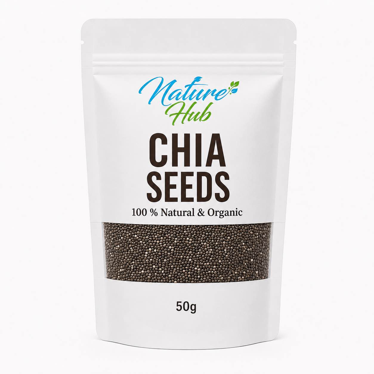Nature Hub Chia Seeds 100% Natural & Organic | Superfood Rich in Fiber, Omega-3 & Protein | 50g | 100g | 250g | 500g | 1kg
