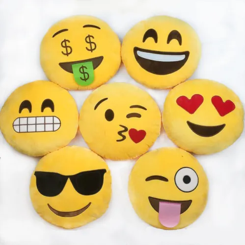 Emoji Pillow Cover l Smiley Face Cushion l 1pc Smiley Round Emoji Pillow l Diameter 30cm, cushion (with filling) and cover only