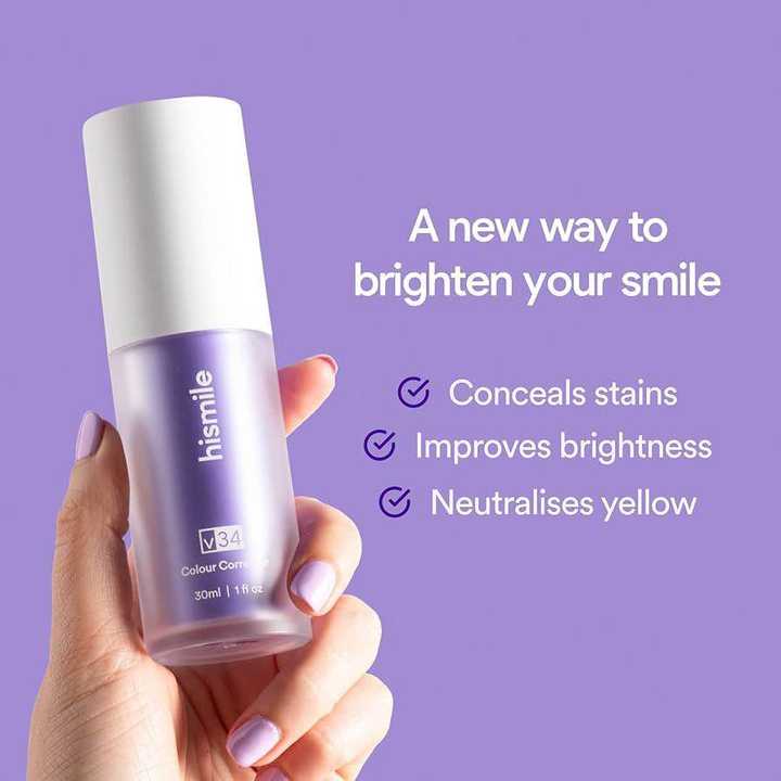Hismile V34 Colour Corrector Serum | Purple Teeth Whitening Serum | Tooth Color Correcting Treatment | Made in Pakistan
