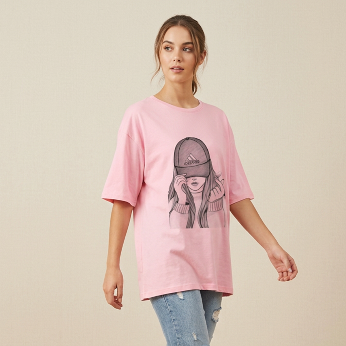 Baby Pink Attitude Girl Printed T Shirt for Girls & Women Cotton Jersey Top