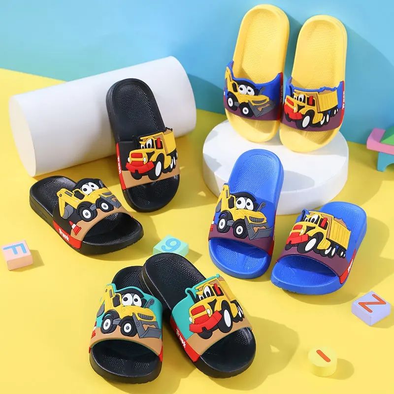 Kids Luminous Slippers Summer Indoor Cartoon Car Girls Shoes Soft Anti-slip Boy Beach Shoes Fashion Outdoor Children Slipper