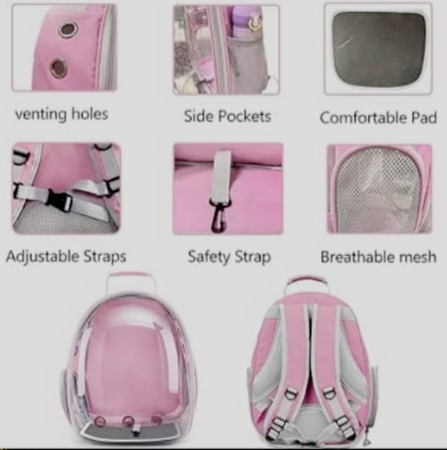 Cat Backpack Carrier - Bubble - ,Large Transparent Pet Backpack Bag - ,Portable - Ventilated Carry Backpack for Cat - Small Dog - Airline Approved Waterproof Pet Carrier Bag - For Hiking Outdoor Use  ( MULTICOLOUR )
