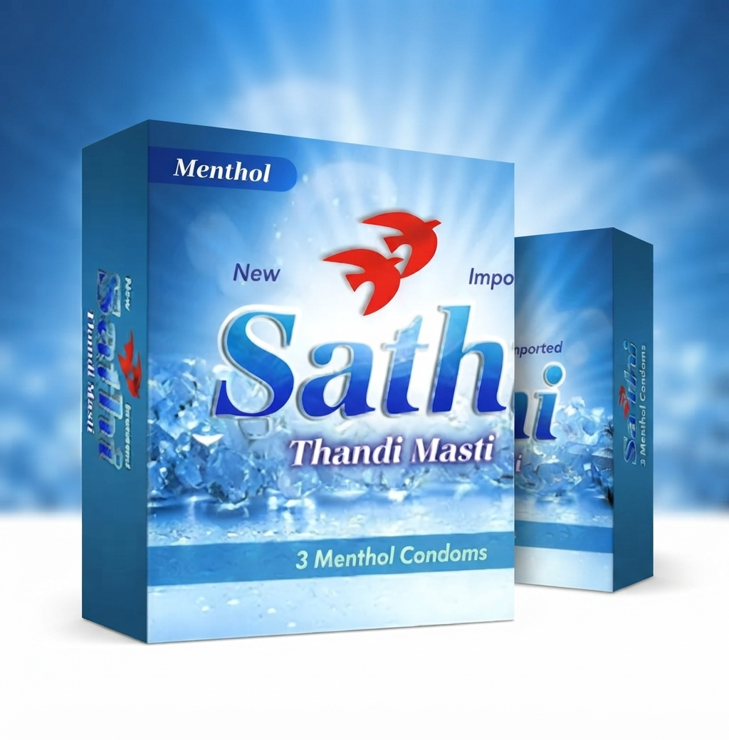 Sathi Menthol Condoms Pack of 3 – Cooling Sensation, Comfortable Fit & Reliable Protection