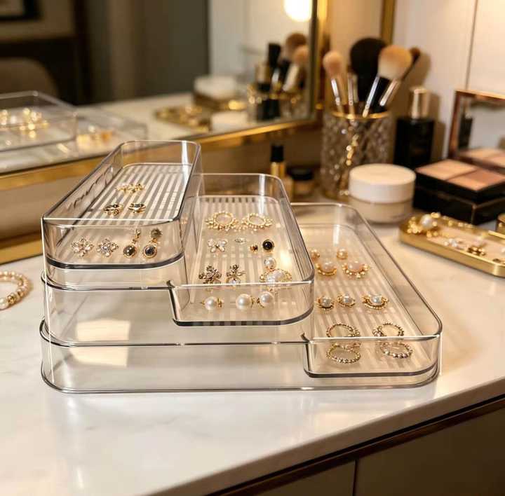 3 Layer Acrylic Perfume Tray | Luxury Cosmetic & Makeup Organizer Display Stand