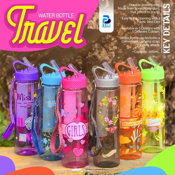 Best Sports Travel Water Bottle, Eco Friendly & BPA-Free Plastic For Running, Gym, Yoga, School, Office, Outdoors and Camping 650ml by baby delights