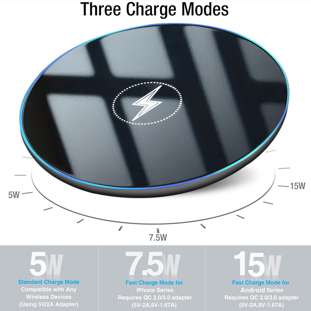 Universal Wireless Charger for  iPhone 17/16/15 Pro Max,   S22/S21, , , Google Pixel — Wide Compat