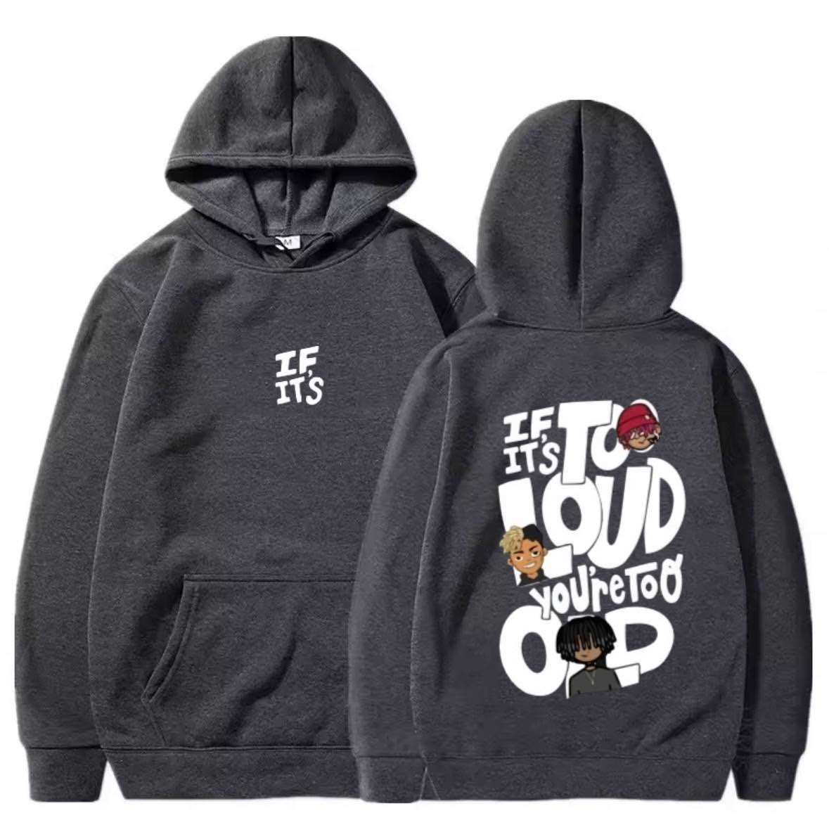 BURNOUT.PK NEW TRENDY PREMIUM QUALITY WINTER COLLECTION IF ITS TO LOUD FRONT BACK PRINTING BEIGE HOODIES FOR MENS