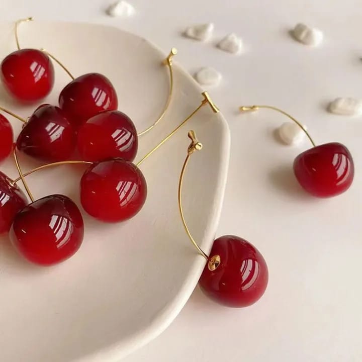 Red Cherry Drop Earrings for Women & Girls | Cute Fashion Dangle Earrings